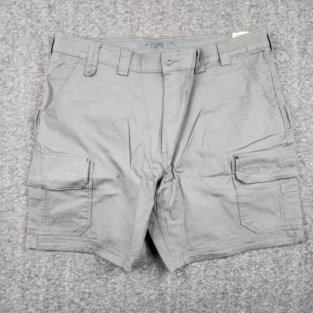 Duluth Trading Co Flex Fire Hose Cargo Shorts Mens 44 Gray Workwear Relaxed 9"